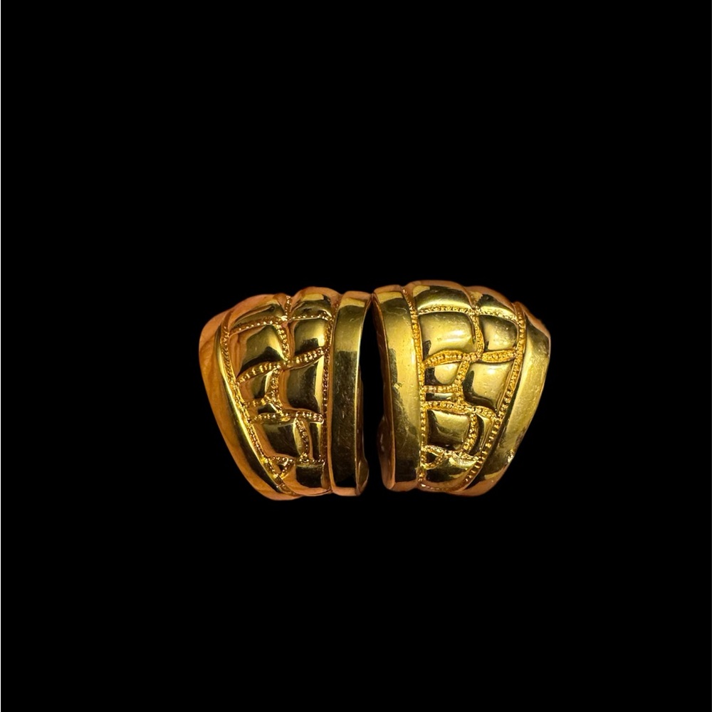 St. John Gold Textured Clip-On Earrings